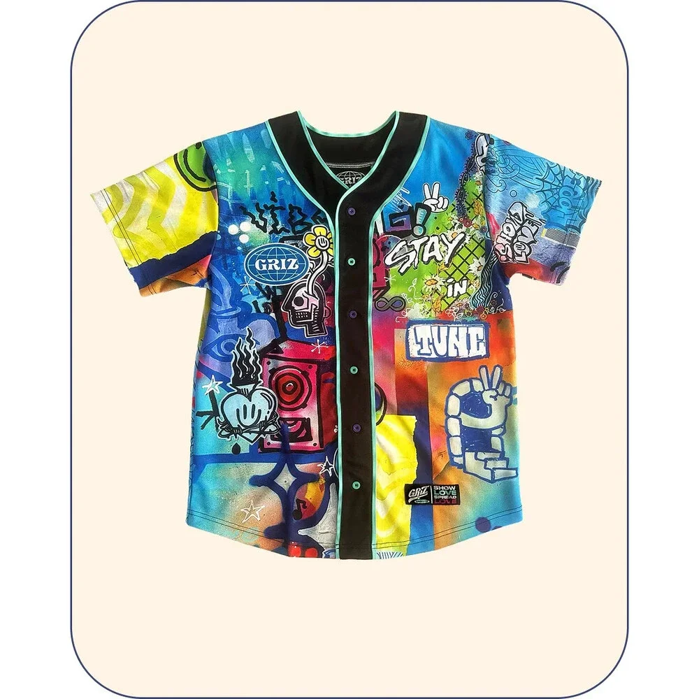 GRiZ - “Stay In Tune” Button Up Team Baseball Jersey Size Small (S) EDM & Rave